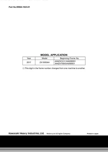 Kawasaki Ninja H2 / H2 Carbon Service Manual (2017) Sample Preview