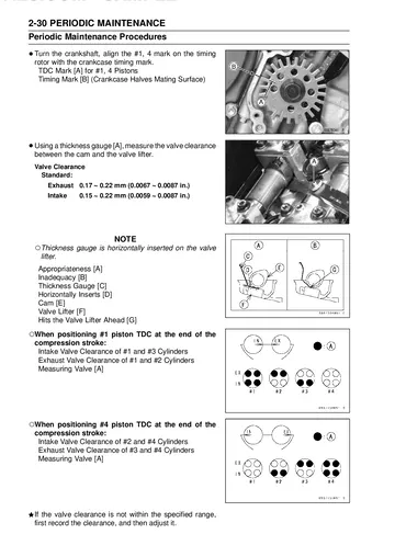 Kawasaki Ninja ZX-10R / ZX-10R ABS / ZX-10RR Mk5 Service Manual (2016–2019) Sample Preview: Kawasaki Ninja ZX-10R valve clearance inspection service manual