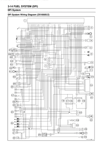 Kawasaki Ninja ZX-10R / ZX-10R ABS / ZX-10RR Mk5 Service Manual (2016–2019) Sample Preview: Kawasaki Ninja ZX-10R DFI fuel injection wiring diagram