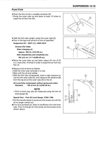 Kawasaki Ninja ZX-10R / ZX-10R ABS / ZX-10RR Mk5 Service Manual (2016–2019) Sample Preview: Kawasaki Ninja ZX-10R front fork oil change service manual