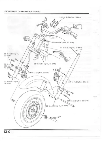 Honda GL1500C / GL1500CT / GL1500CF Valkyrie Service Manual (1997-2003) Sample Preview: Front wheel, suspension and steering section covering the inverted fork and chassis service procedures