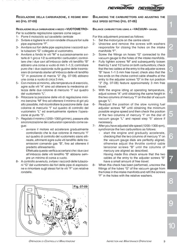 Moto Guzzi Nevada 750 Base & Club Service Manual (2002-2003) Sample Preview: Dell'Orto PHBH 30 carburettor balancing and idle-speed adjustment procedure