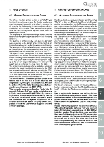 Moto Guzzi Quota 1100 ES Service Manual (1998-2001) Sample Preview: Weber-Marelli IAW 15M electronic injection and ignition system operating description