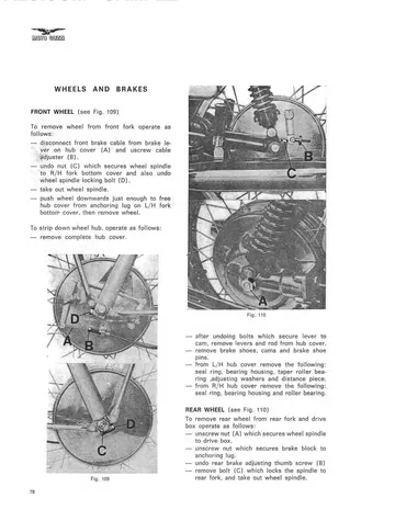 Moto Guzzi V7 700 & V7 750 Service Manual Sample Preview: Front and rear wheel and drum-brake service procedures