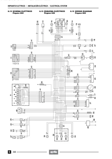 Aprilia Pegaso 650 Cube Service Manual (1997) Sample Preview: Factory complete electrical wiring diagram for the Pegaso 650
