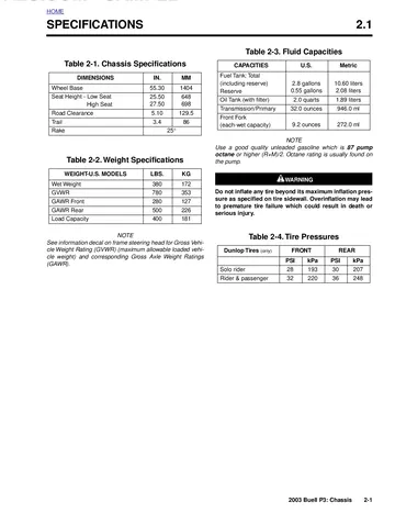 Buell P3 Blast Service Manual (2003) Sample Preview: Factory chassis specifications showing 1,404 mm wheelbase, 648/698 mm seat heights, 172 kg wet weight, 10.6-litre fuel capacity and 16-inch tyres