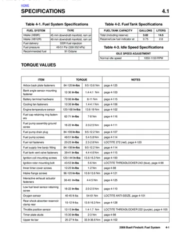Buell XB9R/XB12R Firebolt Service Manual (2006) Sample Preview: Factory DDFI fuel-system specifications showing 45 mm XB9R and 49 mm XB12R intakes, 49-51 psi fuel pressure and 3.82-gallon fuel capacity