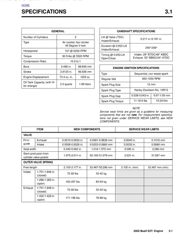 Buell S3T Thunderbolt Service Manual (2002) Technical Preview