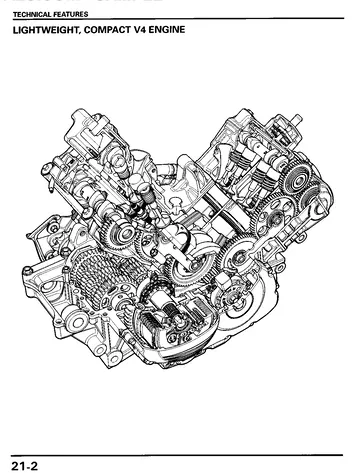 Honda VFR800FI Interceptor RC46 Service Manual (1998) Sample Preview: Technical-features section explaining the RC46 engine, chassis and electronic systems