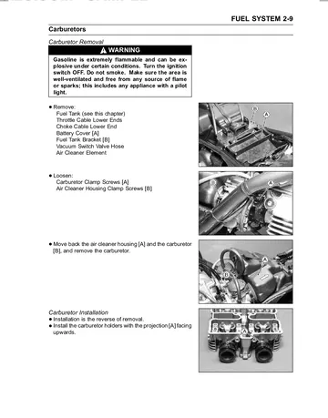 Kawasaki ER-5 Service Manual (2001–2005) Sample Preview: Keihin Carburetor Removal and Service