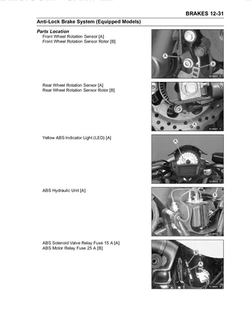 Kawasaki ER-6n / ER-6n ABS Service Manual (2012) Sample Preview: Anti-Lock Brake System: Parts Location