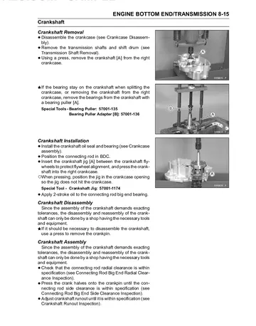 Kawasaki KX85 / KX85-II / KX100 Service Manual (2014) Sample Preview: Crankshaft Removal and Installation