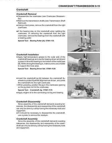 Kawasaki KX250F Service Manual (2011–2012) Sample Preview: Crankshaft Removal and Installation
