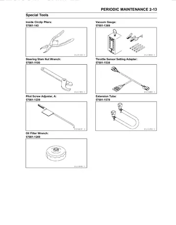 Kawasaki Z800 / Z800 ABS Service Manual (2013) Sample Preview: Periodic Maintenance Special Tools