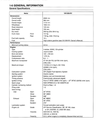 Kawasaki Vulcan 1500 Drifter Service Manual (2001) Sample Page