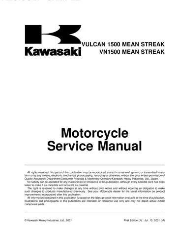 Kawasaki Vulcan 1500 Mean Streak Service Manual (2002-2003) Sample Preview