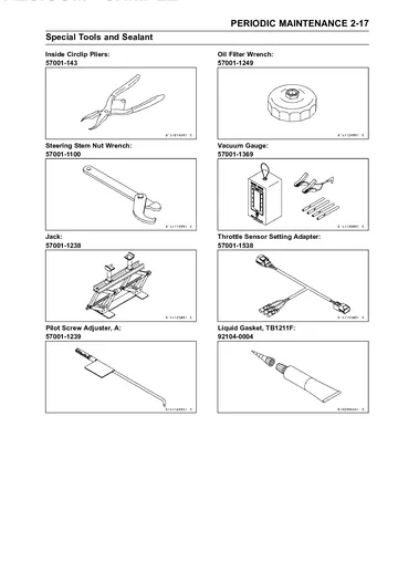 Kawasaki Ninja ZX-14R / ZZR1400 Service Manual (2016–2020) Sample Preview: Periodic Maintenance Special Tools and Sealant