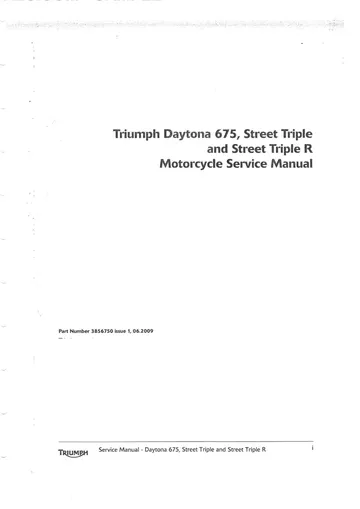 Triumph Daytona 675 / Street Triple / Street Triple R Service Manual (2006-2012) Sample Preview