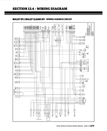 Royal Enfield Bullet EFI / Bullet Classic EFI / Continental GT Euro IV Service Manual (2017) Sample Preview: Factory wiring diagram from the electrical section of the Euro IV service publication