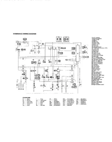 Yamaha V-Star 650 / XVS650 / DragStar Service Manual (1998) Sample Preview: Complete XVS650AK(C) factory wiring diagram