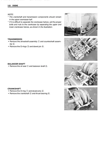 Suzuki Boulevard M109R / VZR1800 Service Manual (2006) Sample Preview: Transmission, balancer-shaft and crankshaft service procedure