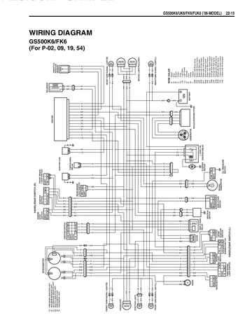 Suzuki GS500 / GS500E / GS500F Service Manual (1989-2006) Sample Preview: GS500K6/GS500FK6 2006 factory wiring diagram from the final model-year supplement
