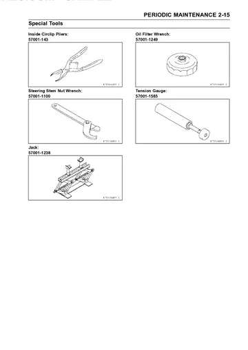 Kawasaki Vulcan VN1700 Vaquero / Voyager Custom Service Manual (2011–2026) Sample Preview: Periodic Maintenance Special Tools