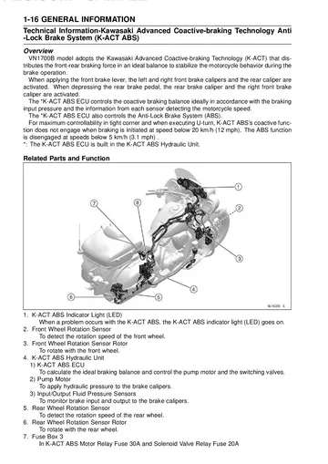 Kawasaki Vulcan VN1700 Voyager Service Manual (2009–2025) Sample Preview: K-ACT ABS System Overview