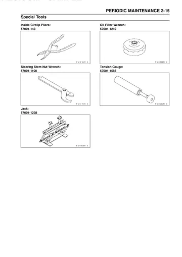 Kawasaki Vulcan VN1700 Voyager Service Manual (2009–2025) Sample Preview: Periodic Maintenance Special Tools