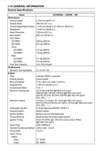 Kawasaki Ninja 1000 / Z1000SX Mk1 Service Manual (2011-2013) Sample Page