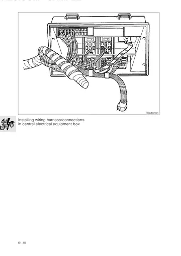 BMW R1100RT / R1100RS / R1100GS / R1100R / R850GS / R850R Service Manual (1993-2000) Sample Preview: Factory central electrical-equipment box and wiring-harness connection layout