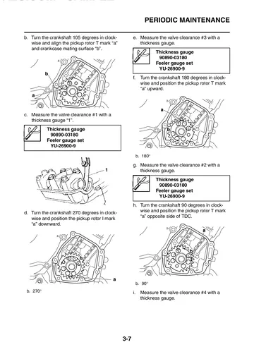 Yamaha YZF-R1B Service Manual (2012) Sample Preview: Valve clearance inspection and adjustment procedure