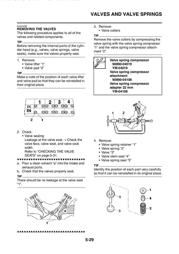 Yamaha YZF-R1B Service Manual (2012) Sample Preview: Cylinder head, valves and valve spring service