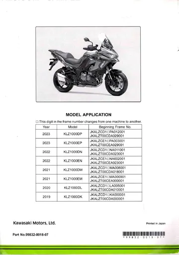 Kawasaki Versys 1000 Mk3 S / SE Service Manual (2019-2023) Sample Preview