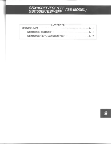 Suzuki GS1150 / GSX1100 E / ES / EF Service Manual (1984-1986) Sample Preview: Dedicated 1985-model service-data section for the F-suffix GSX1100 / GS1150 variants