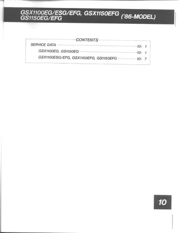 Suzuki GS1150 / GSX1100 E / ES / EF Service Manual (1984-1986) Sample Preview: Dedicated 1986-model service-data section for the G-suffix GSX1100 / GS1150 variants