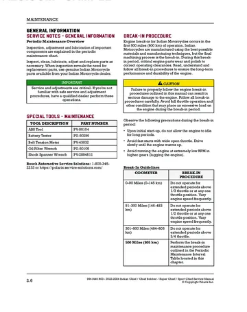 Indian Chief / Chief Bobber / Super Chief / Sport Chief Service Manual (2022-2024) Technical Preview