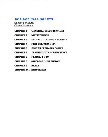 Indian FTR / FTR 1200 Service Manual (2019-2024) Sample Preview