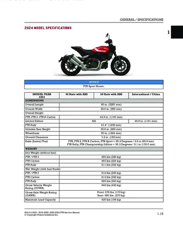 Indian FTR / FTR 1200 Service Manual (2019-2024) Sample Page