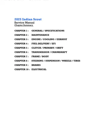 Indian Scout Service Manual (2025) Sample Preview