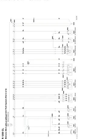 BMW R1200CL Technical Training Manual (2002) Sample Preview: BMW Motronic MA 2.4 engine-management wiring schematic covering injectors, ignition coils, Hall sensors, idle control, oxygen sensor and throttle input