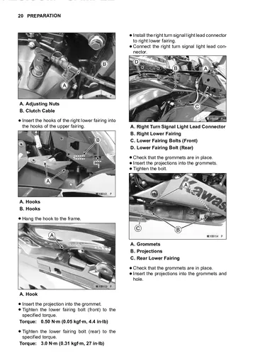 Kawasaki Ninja 1000 / Z1000SX Assembly Manual (2017) Sample Preview: Drive-chain slack, wheel-alignment and suspension setup procedures before delivery.