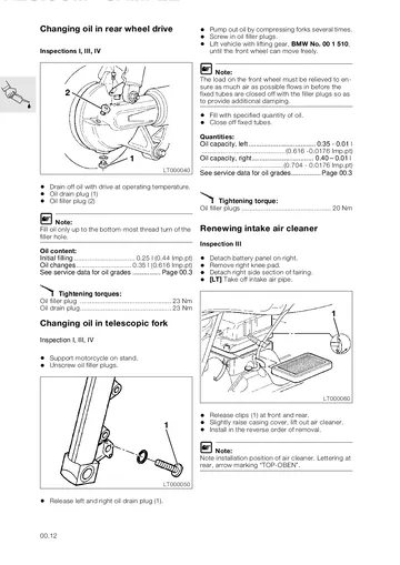 BMW K1100LT / K1100RS Service Repair Manual (1991-1999) Sample Preview: Factory maintenance and inspection instructions