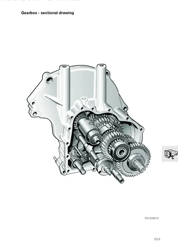 BMW R1150GS Service Manual (1999-2000) Sample Preview: Six-speed gearbox sectional drawing and component layout