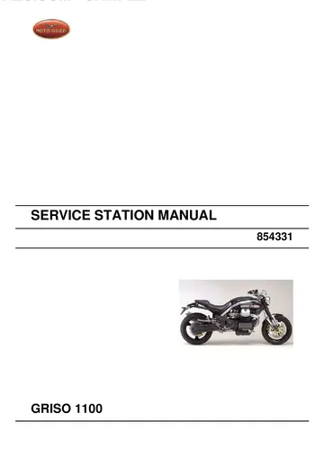 Moto Guzzi Griso 1100 Service Manual (2005-2008) Sample Preview: Moto Guzzi factory Griso 1100 Service Station Manual 854331 original cover