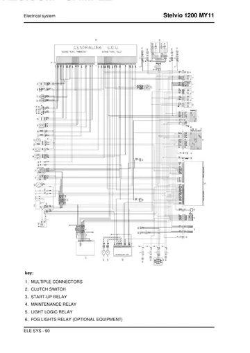 Moto Guzzi Stelvio 1200 MY11 Service Manual (2011) Sample Preview: Factory electrical wiring diagram and circuit reference list, option 01