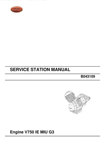Moto Guzzi V750 IE MIU G3 Engine Supplementary Manual (2013-2015) Sample Preview: Moto Guzzi factory engine Service Station Manual B043109 title page