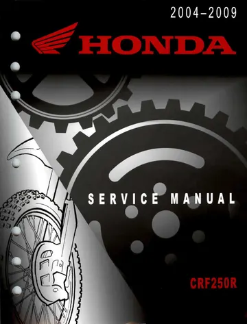 Honda CRF250R Service Manual (2004-2009) Sample Preview: 2004–2009 Honda CRF250R service manual cover with model range