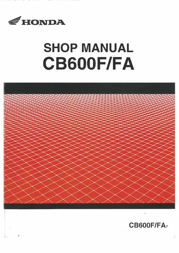 Honda CB600F / CB600FA Hornet Service Manual (2007) Sample Preview: Honda CB600F/FA and CB600F/FA1 original factory Shop Manual cover