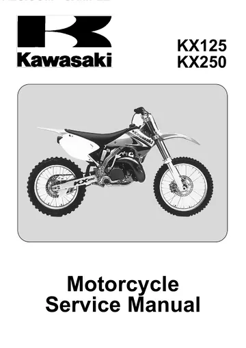 Kawasaki KX125 / KX250 Service Manual (2003-2008) Sample Preview: Original Kawasaki factory KX125 and KX250 Motorcycle Service Manual cover